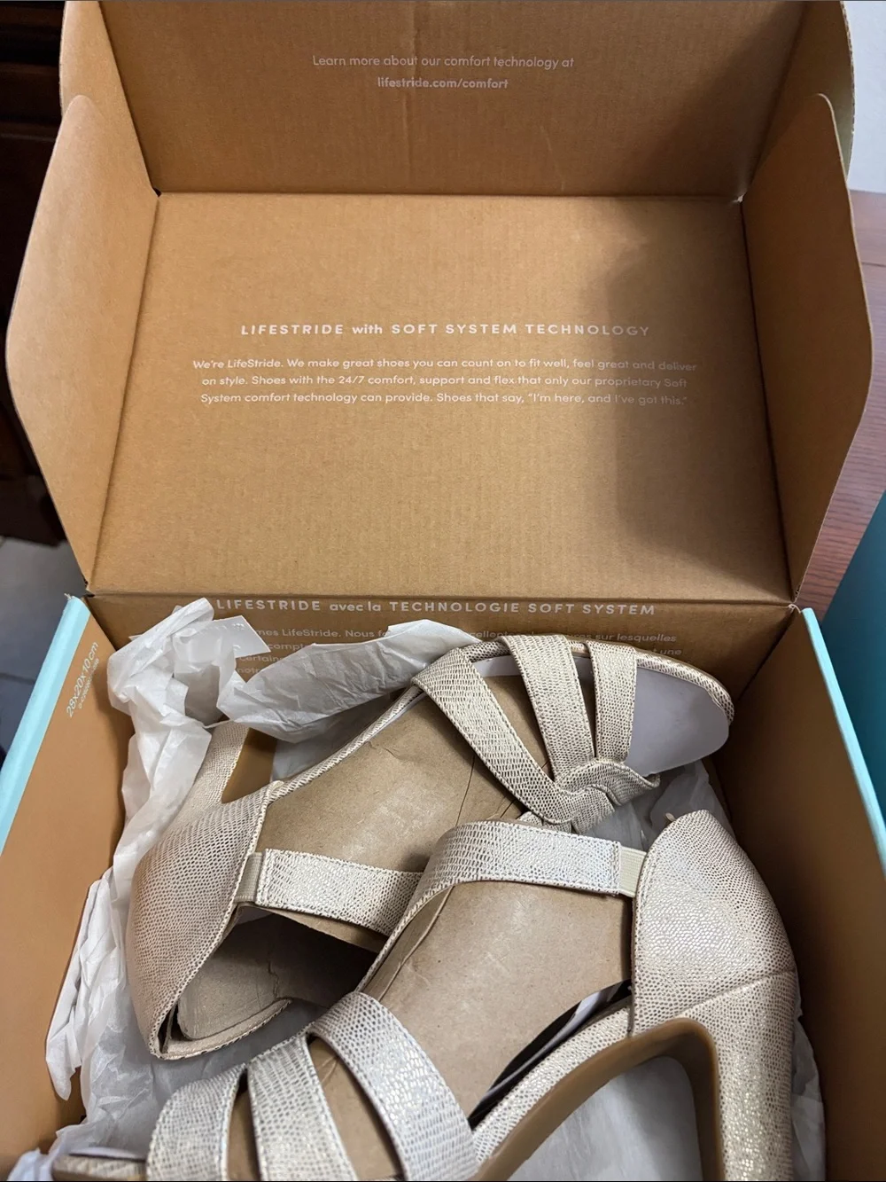 Life Stride Light Caramel Platinum Knotted Slingback Heels